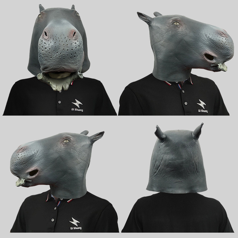 Cute hippo with a mask