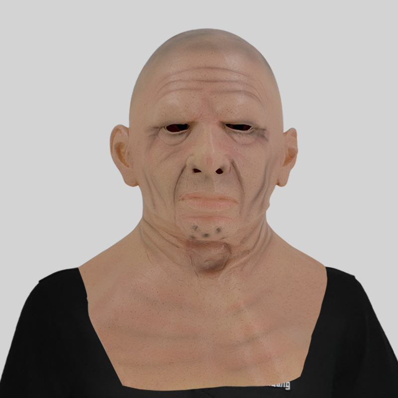 Bald man grandpa wearing a mask