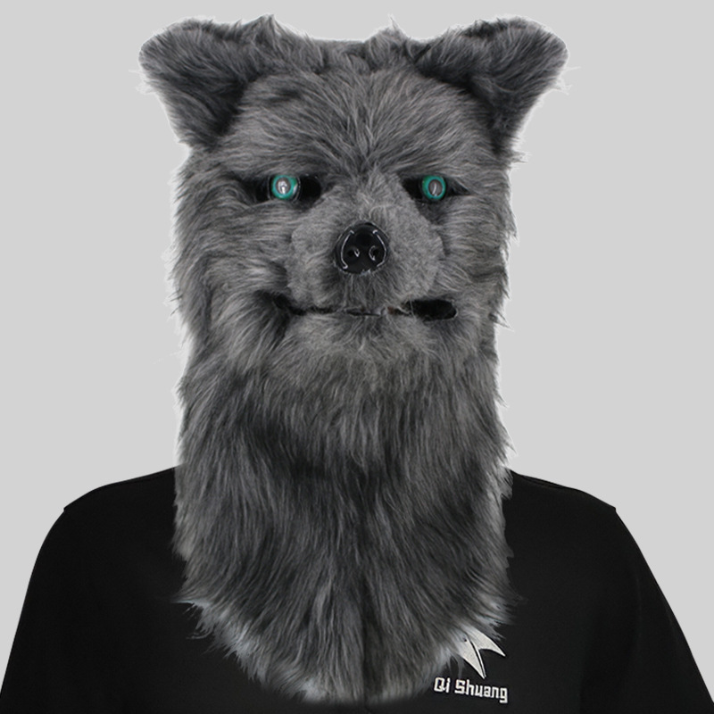 Can bite open mouth Wolf head mask