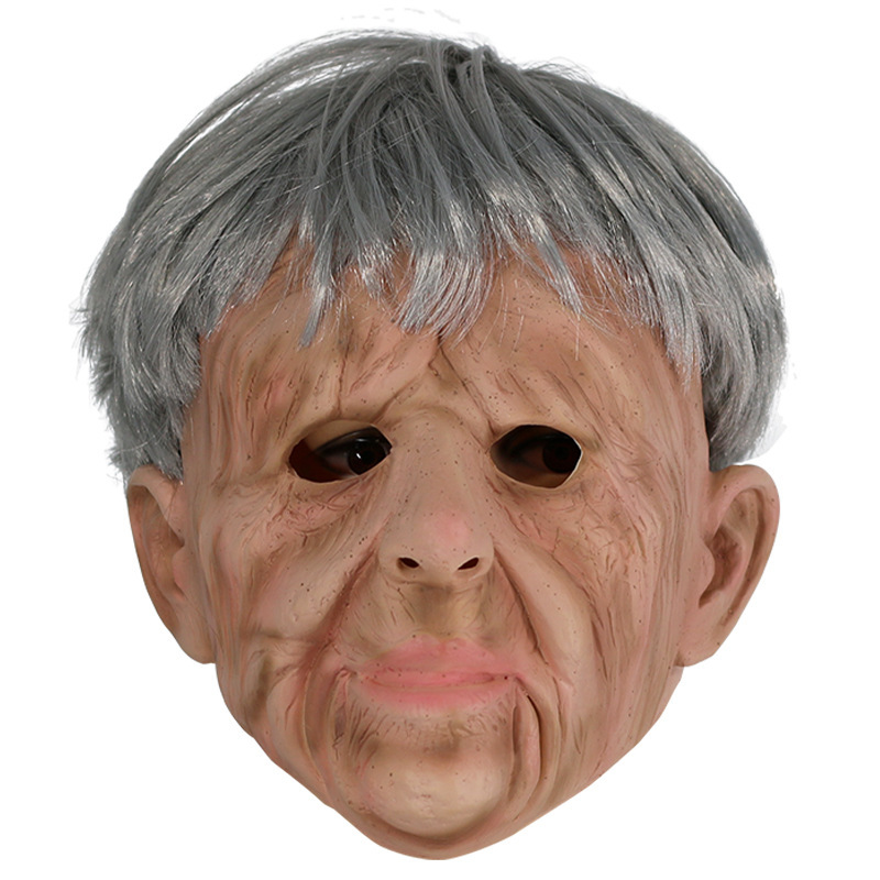 Short hair granny woman head mask