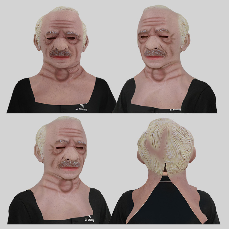 White-haired old man wearing a mask
