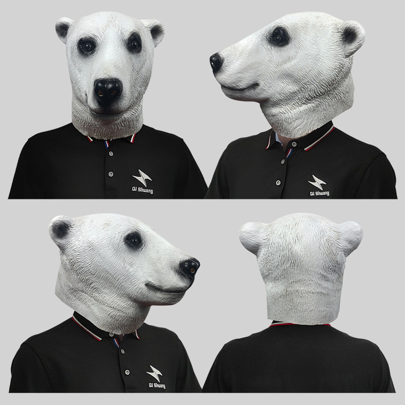 Funny polar bear animal head mask