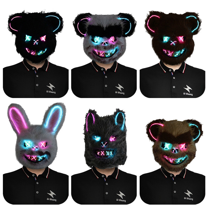 Colorful glowing rabbit mask