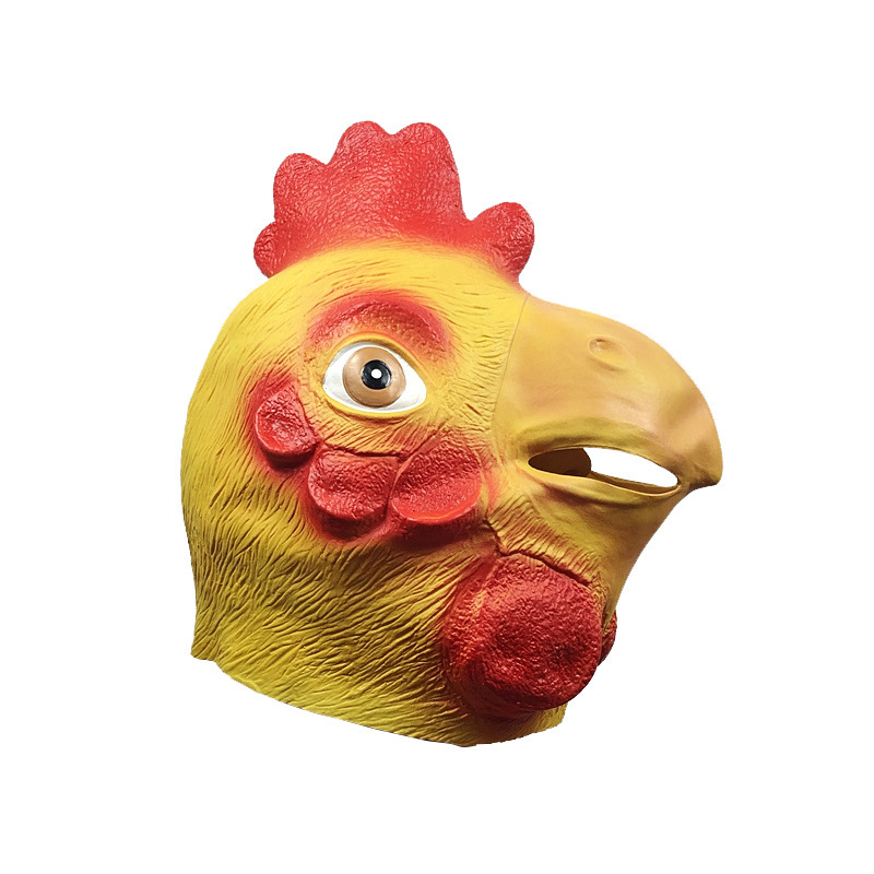 Cute chicken head with animal mask