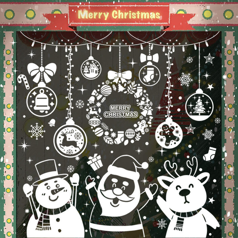 Christmas Snowflake Window Cling Stickers for Glass Xmas Decals Decorations Holiday Snowflake Santa Claus Reindeer Decals for Party Christmas No Glue Static Stickers for Glass Windows