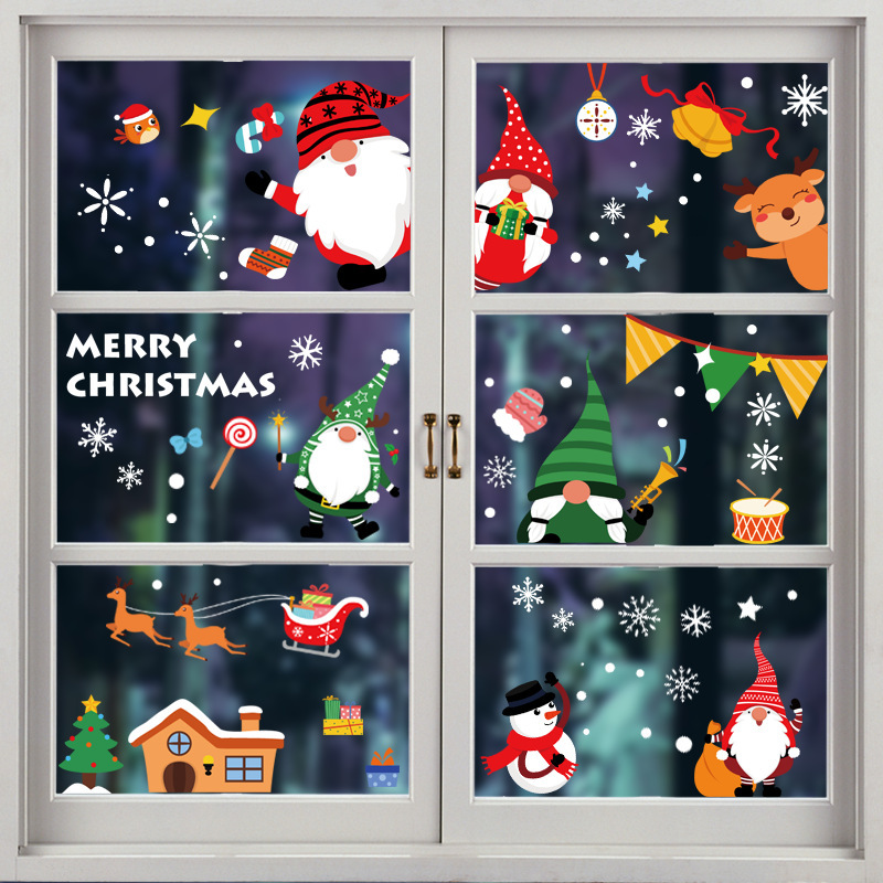 Christmas Window Cling Christmas Window Decals Stickers Christmas Decorations Cute Window Decor with Santa Claus Reindeer Snowman  Snowflakes