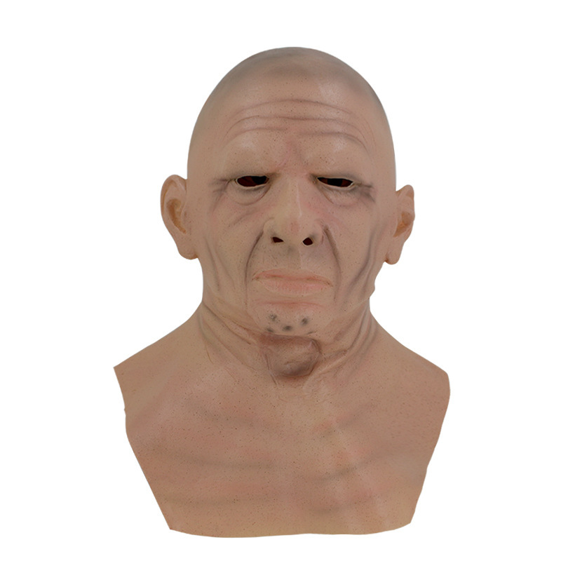 Bald man grandpa wearing a mask