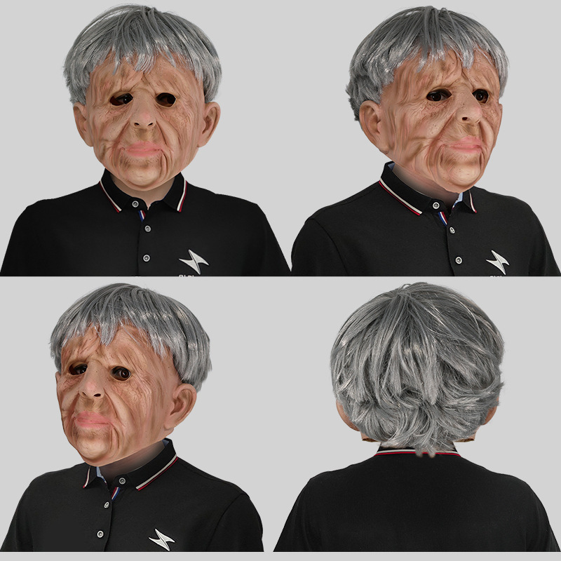Short hair granny woman head mask