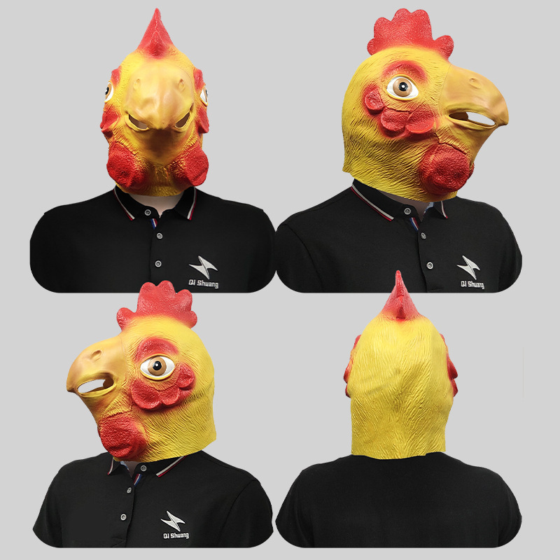 Cute chicken head with animal mask