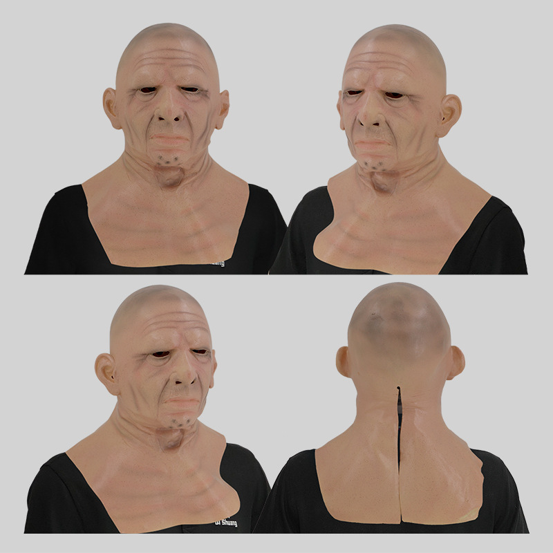 Bald man grandpa wearing a mask