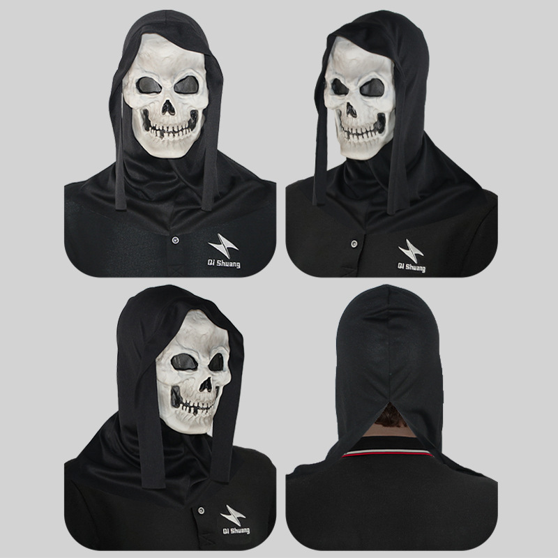 White skull mask head cover