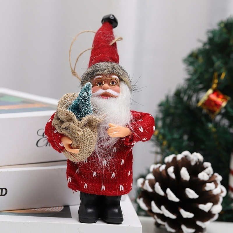 Christmas Tree Plush Ornaments Plush Snowman Santa Claus Bear Hanging Christmas Tree Hanging Doll Ornaments Decorations Xmas Tree Plush Pendant