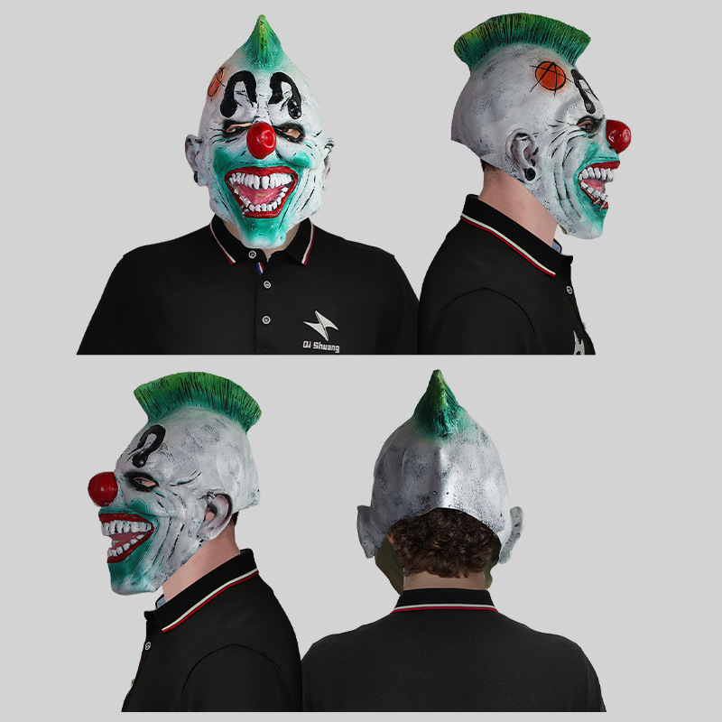 Green-haired clown horror mask