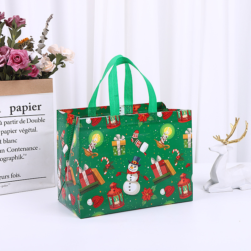 Christmas Gift Bags Christmas Tote Bags with Handles Christmas Treat Bags Multifunctional Non-Woven Christmas Bags