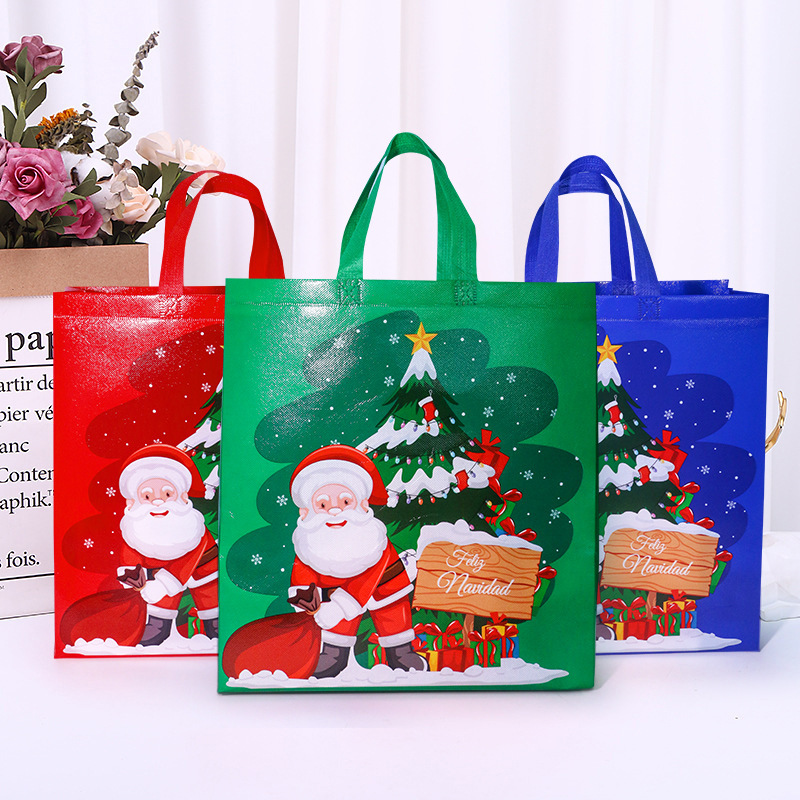 Christmas Gift Bags Reusable Xmas Tote Bags with Handle for Presents Gifts Shopping Party Supplies Medium Size Wrap Gift Bags Christmas