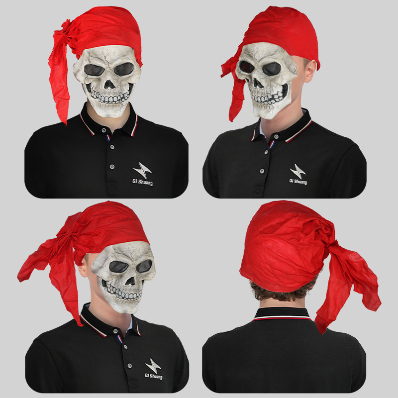 Red bandana mask head cover