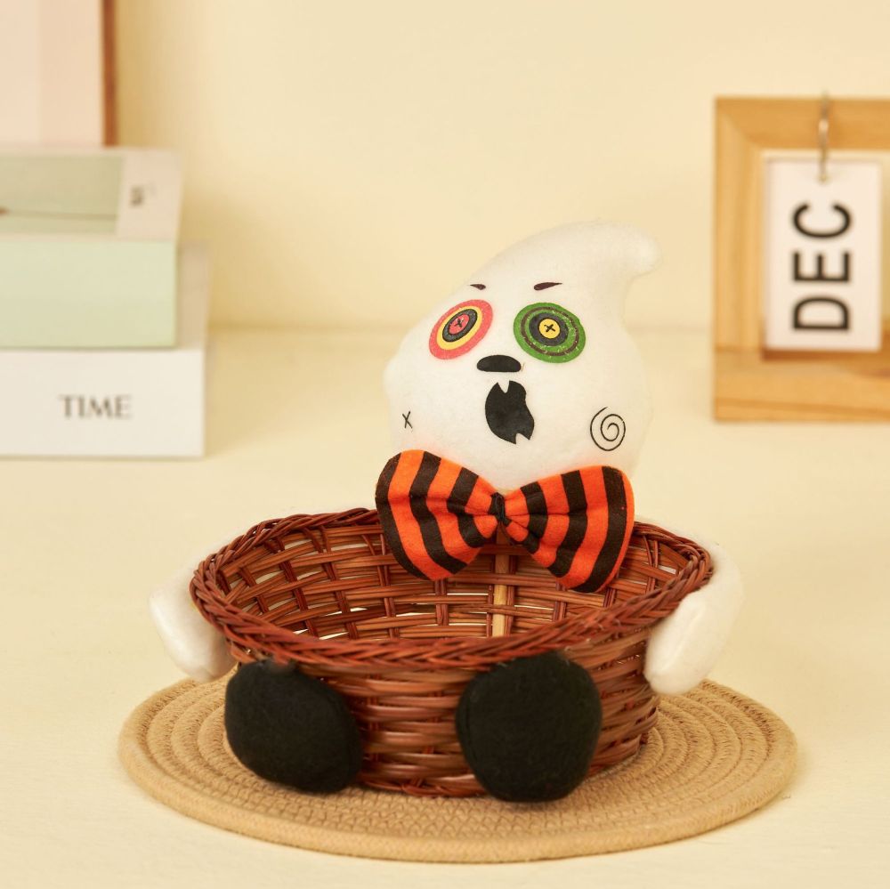 Goodpick Pumpkin Basket for Halloween Candy Basket Cute Basket with Handles Orange Woven Rope Basket