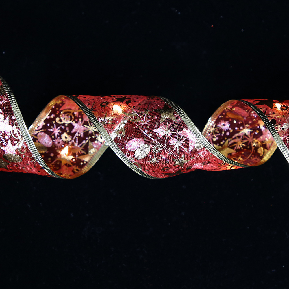 1M Christmas Ribbon Lights Christmas Lights Copper Wire Ribbon Bows Fairy Strings Lights Christmas Tree Garden Bedroom Party Decorations