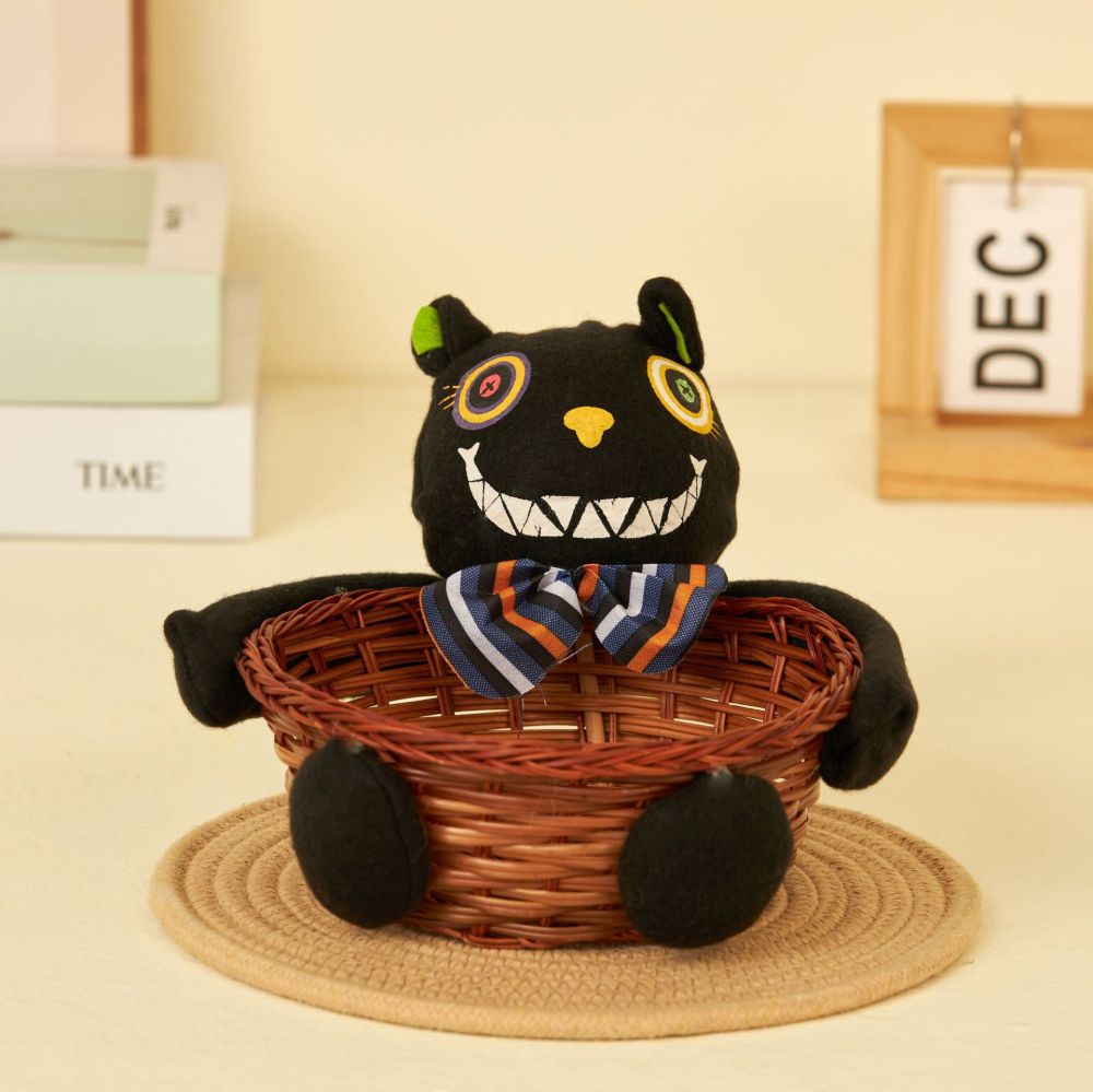 Goodpick Pumpkin Basket for Halloween Candy Basket Cute Basket with Handles Orange Woven Rope Basket
