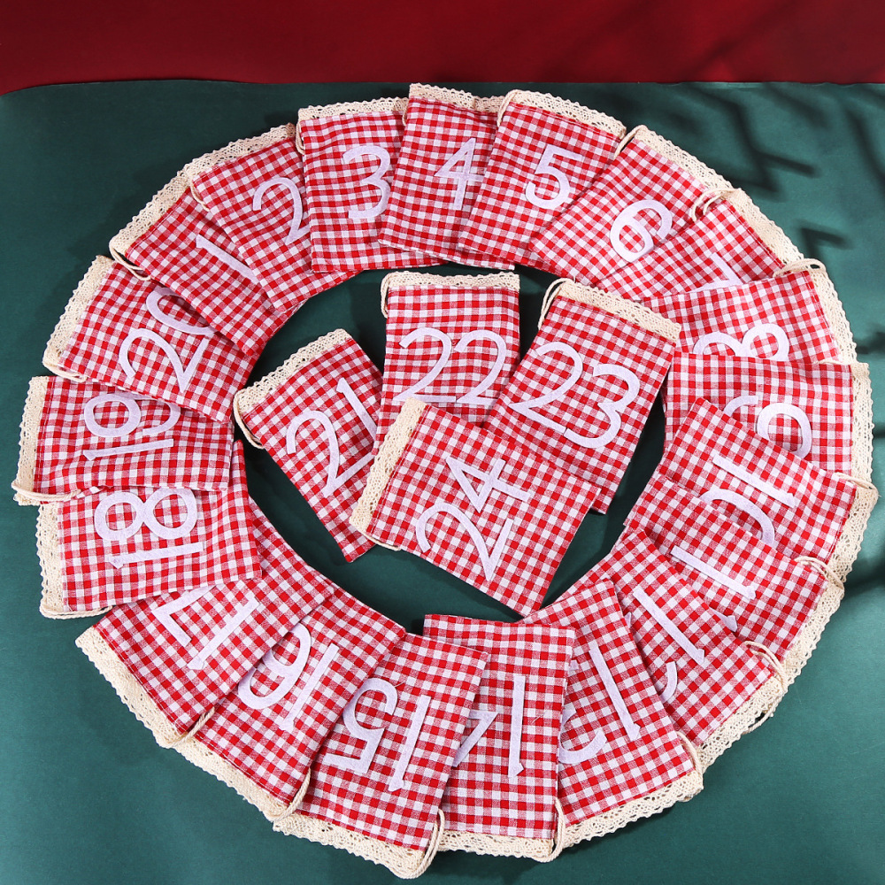 Christmas Advent Calendar Decorations Burlap Bag Candy One Pack 24 Pieces Gift