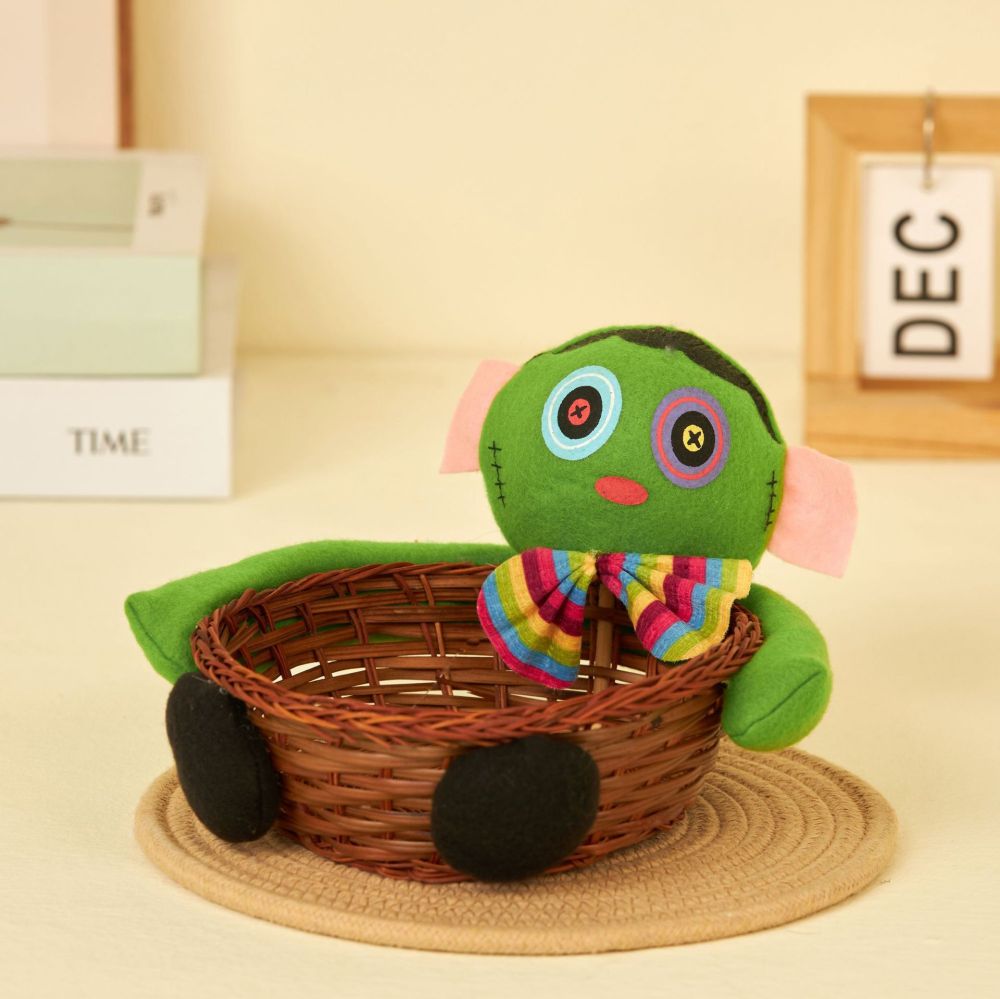 Goodpick Pumpkin Basket for Halloween Candy Basket Cute Basket with Handles Orange Woven Rope Basket