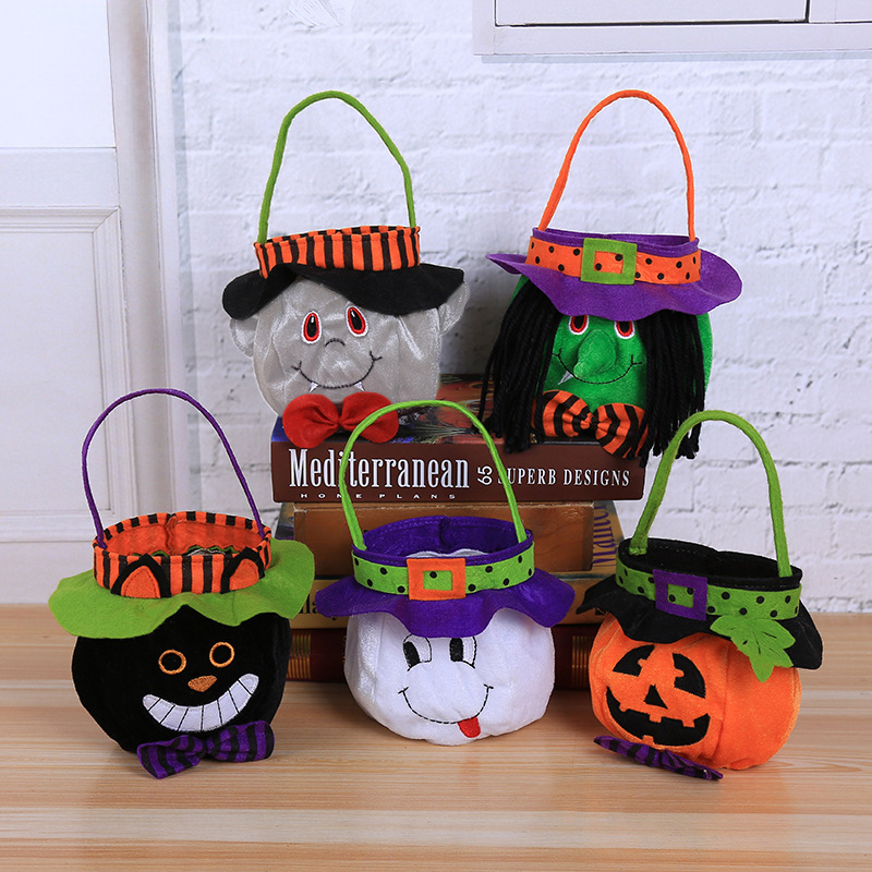 Halloween Trick or Treat Bags Hands Party Favors Basket Black Pumpkin Green Witch Red Demon Bat Halloween Bags