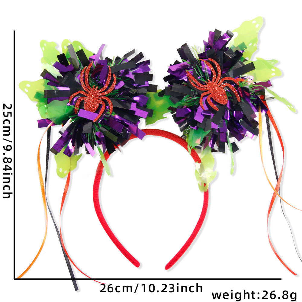 Halloween Fringe Headband Rain Ball Headband Ghost Party Masquerade Ball Spider Pumpkin Hair Band