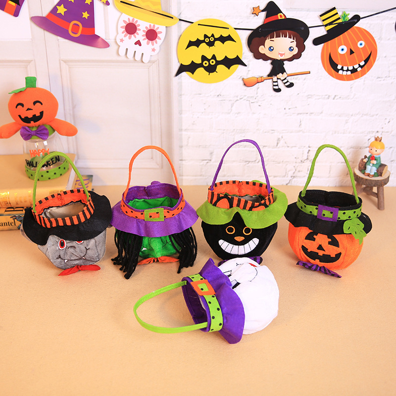 Halloween Trick or Treat Bags Hands Party Favors Basket Black Pumpkin Green Witch Red Demon Bat Halloween Bags