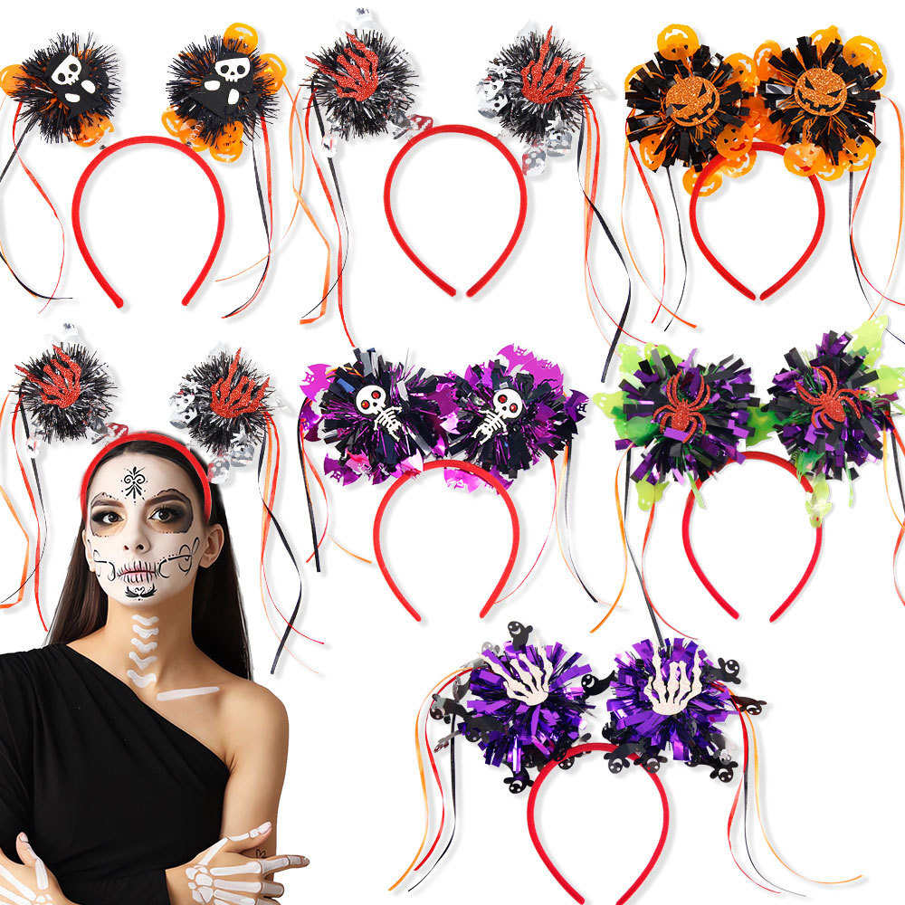 Halloween Fringe Headband Rain Ball Headband Ghost Party Masquerade Ball Spider Pumpkin Hair Band