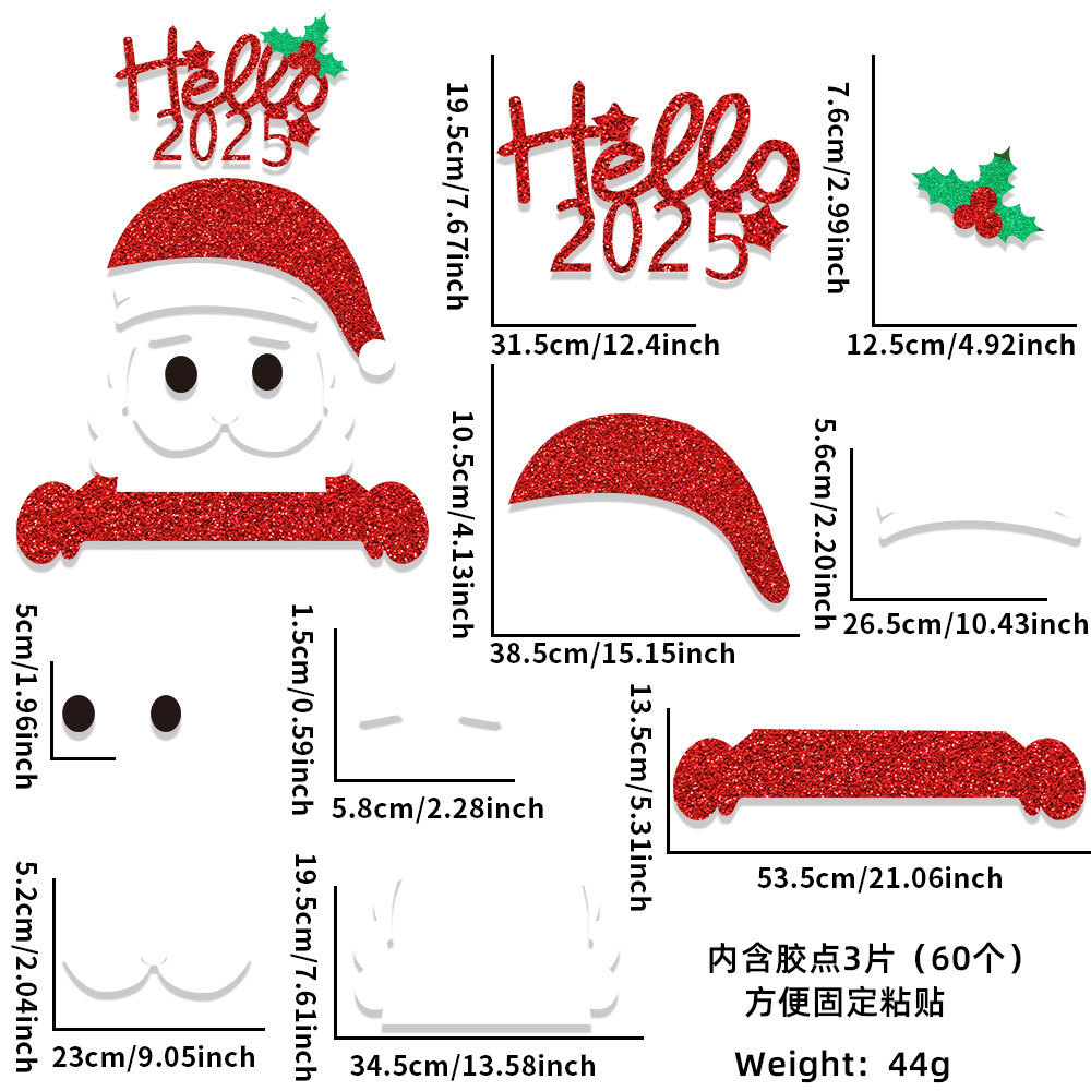 New Christmas Door Stickers Elk Christmas Tree Snowman Cartoon Felt Window Stickers Christmas Home Decoration