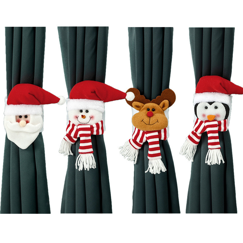 Creative Cartoon Christmas Curtain Buckle Snowman Santa Elk Penguin Curtain Tiebacks Holdback Fastener