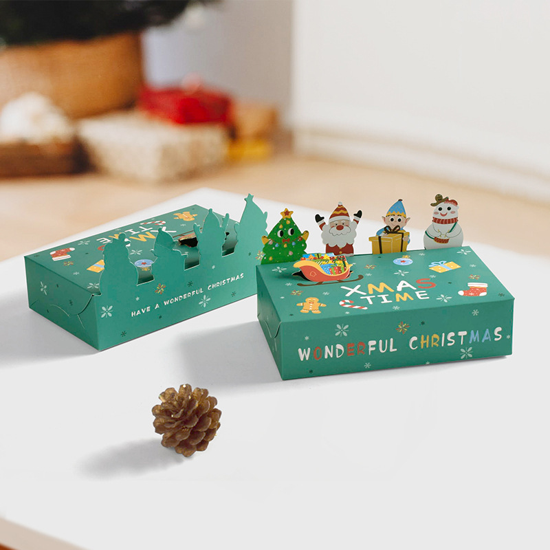 Christmas Cute Little Animal Cubist Pair Gift Box Christmas Candy Folding Gift Box 10pcs/ Pack