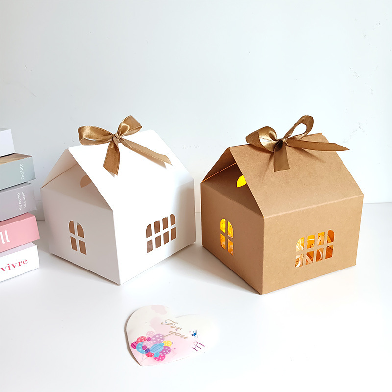 Kraft Paper House Candy Box Cookies Candy Box Christmas