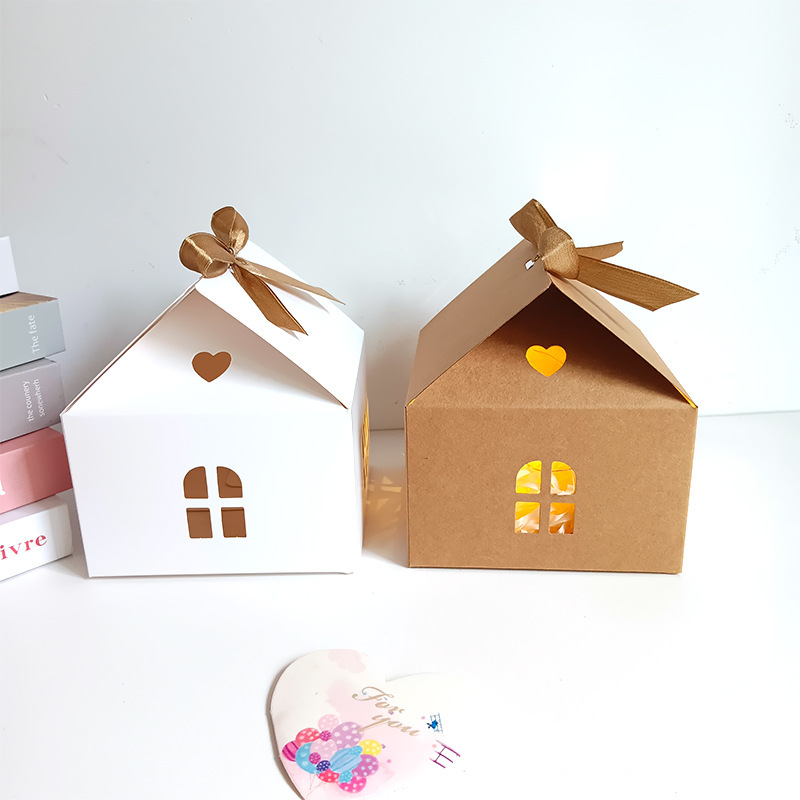 Kraft Paper House Candy Box Cookies Candy Box Christmas