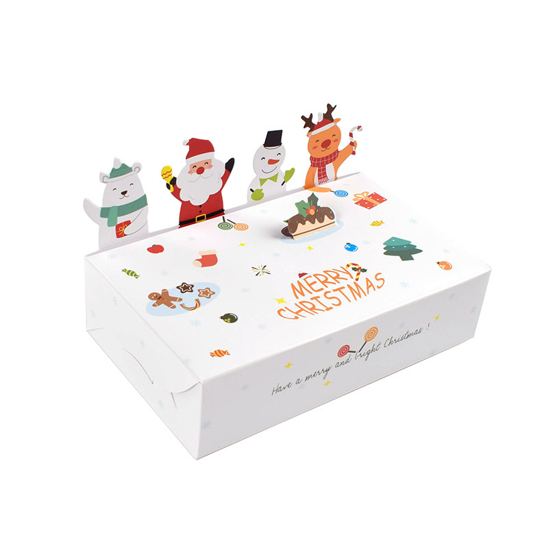 Christmas Cute Little Animal Cubist Pair Gift Box Christmas Candy Folding Gift Box 10pcs/ Pack