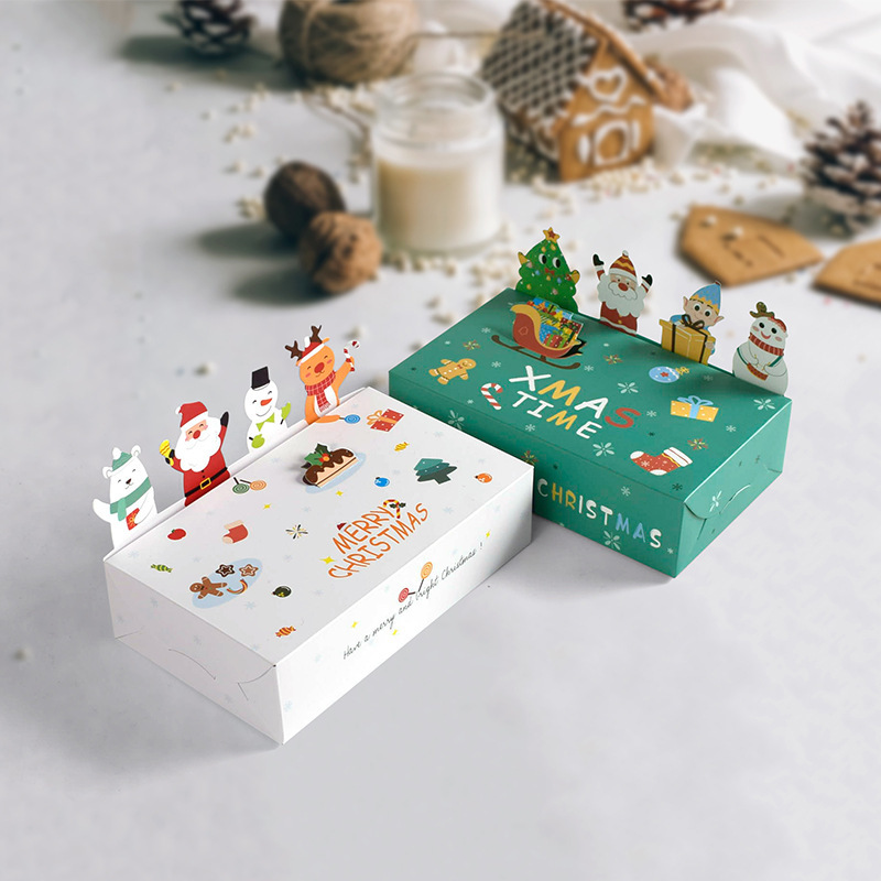 Christmas Cute Little Animal Cubist Pair Gift Box Christmas Candy Folding Gift Box 10pcs/ Pack