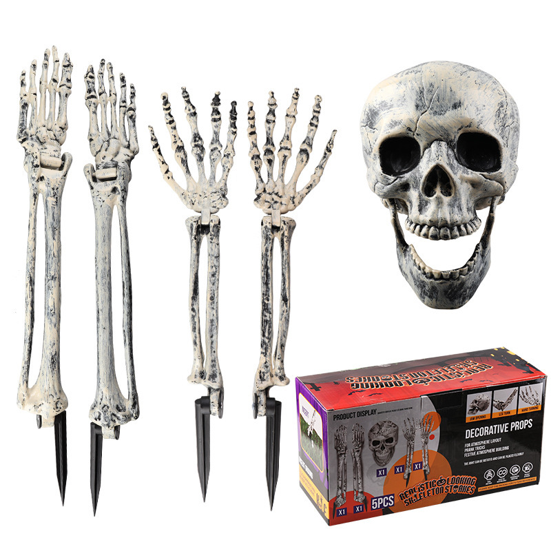 Halloween Skeleton Decor Floor Insertion Skull and Hand Decorative Simulation Ghost Festival Garden Prop