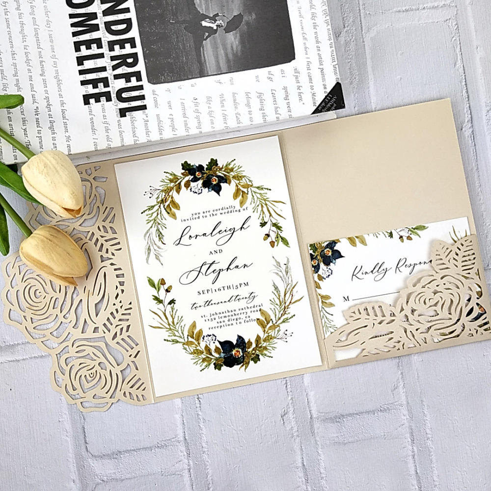 Rose Wedding Invitation Holiday Card Event Invitation