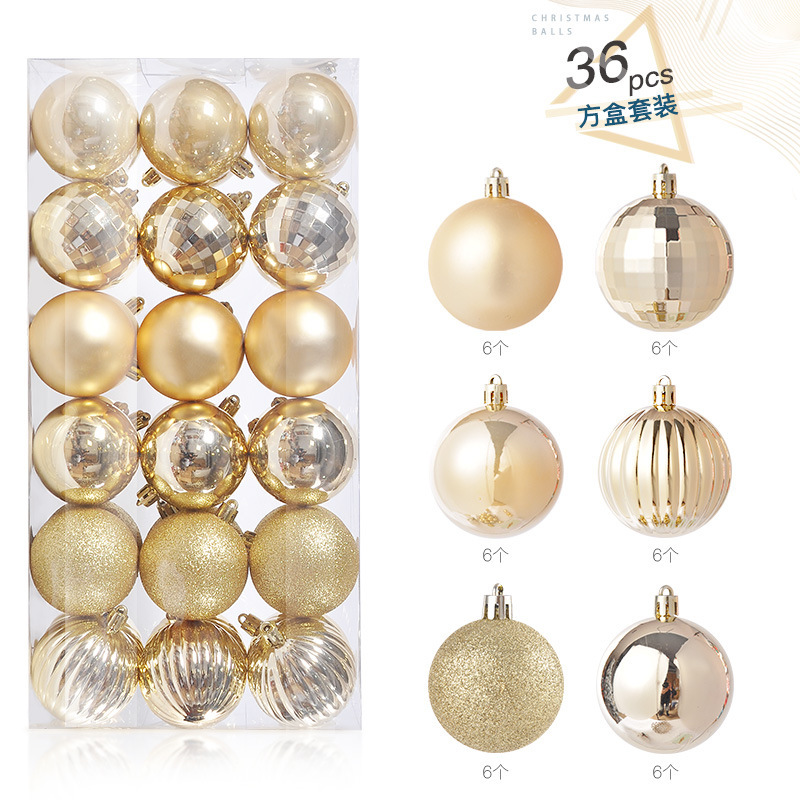 4CM Plastic Christmas Balls Ornaments for Home Festive Party Supplies in Box Packaging Luxury Christmas Tree Decoration