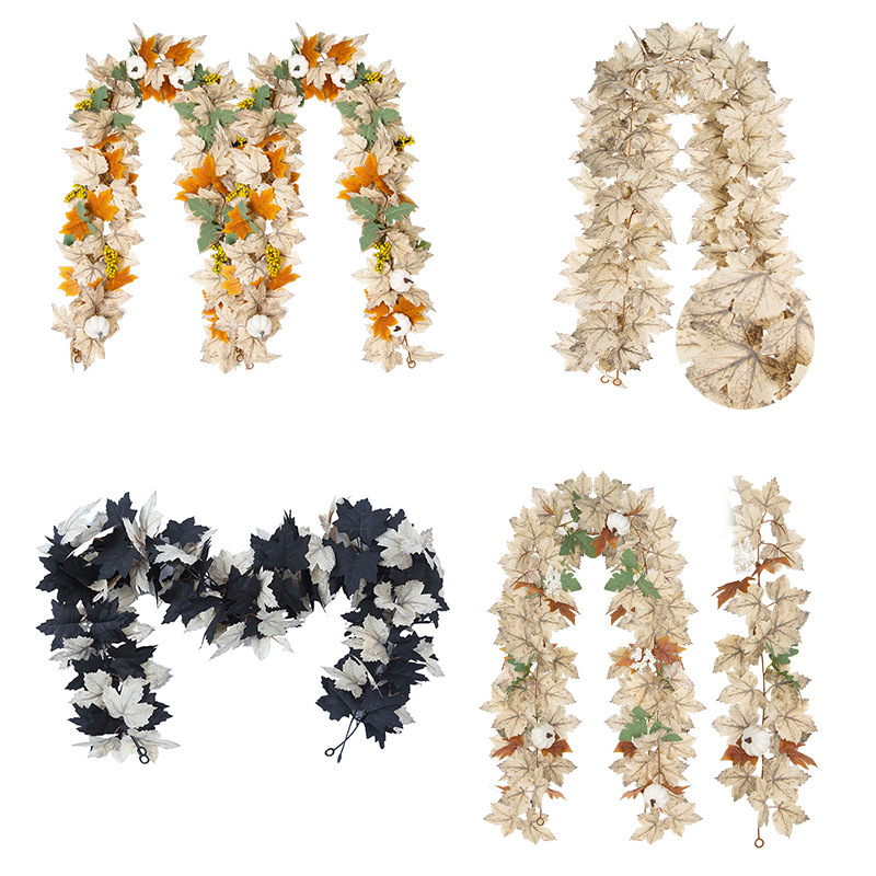 Thanksgiving Autumn Hanging Maple Leaf Rattan Autumn Harvest Festival Decorating Home