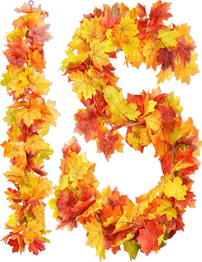 Autumn Decoration Artificial Green Plant Maple Leaf Christmas Wall Hanging Decoration Maple Cane