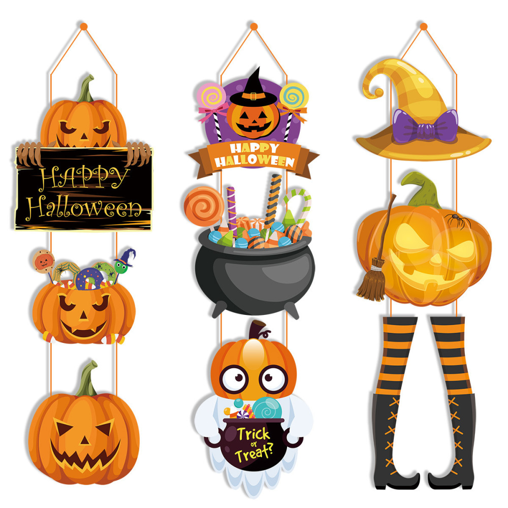 Halloween Party Decoration Pumpkin Magic Hat Door Hanging Ghost Festival Scene Layout Pendant