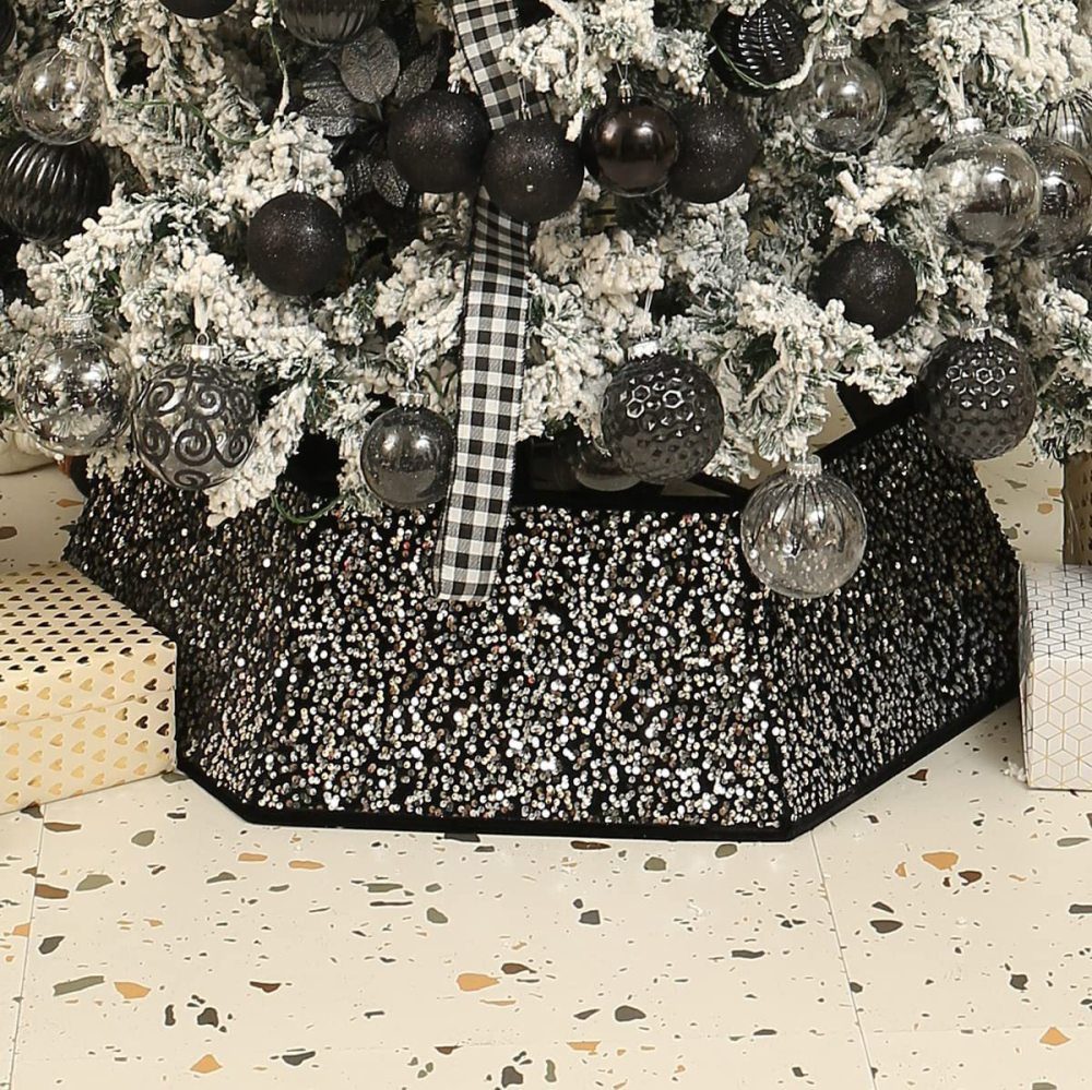 Christmas Tree Stand Base Sequins Christmas Tree Burgundy Shimmer Velvet Tree Stand Cover Sparkling Tree Skirt Christmas Decorations Maroon Xmas Tree Base