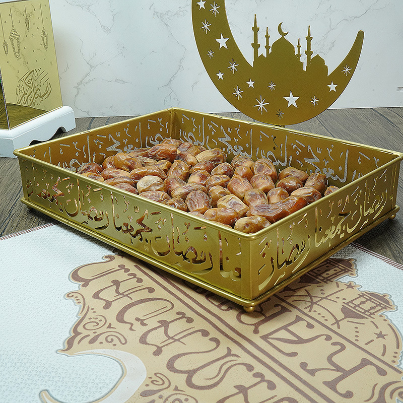 Gold Polished Metal Serving Tray with Solid Handles Storage Plate Applicable to Cakes Desserts Fruits Candy Buffet Snack Food Tra
