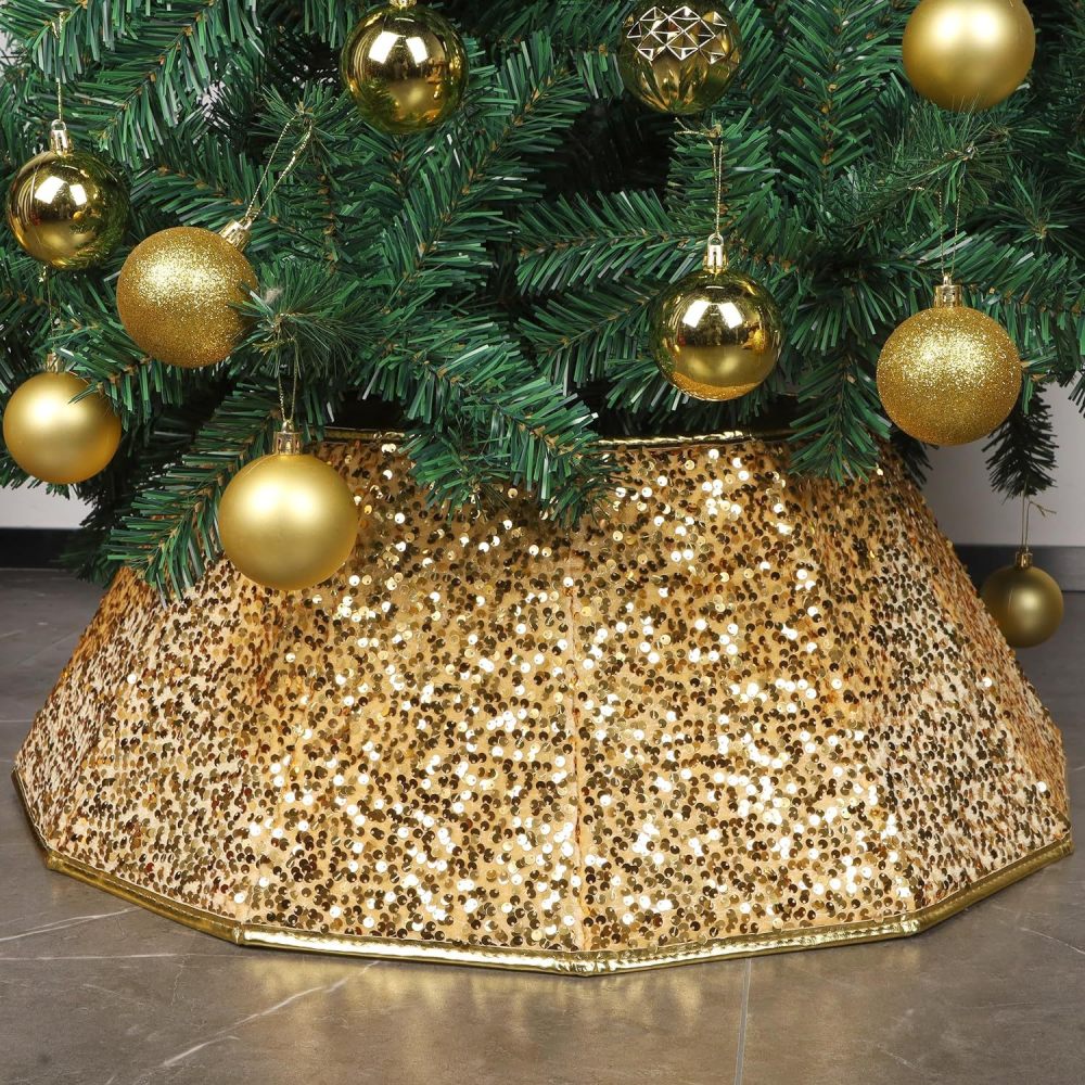 Christmas Tree Stand Base Sequins Christmas Tree Burgundy Shimmer Velvet Tree Stand Cover Sparkling Tree Skirt Christmas Decorations Maroon Xmas Tree Base