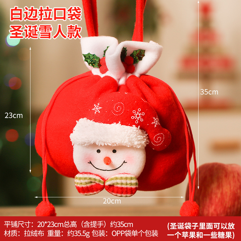 A Christmas Drawstring Doll Gift Bags with Snowman Reindeer Santa Bear Designs  Cute Xmas Cloth Giftbags