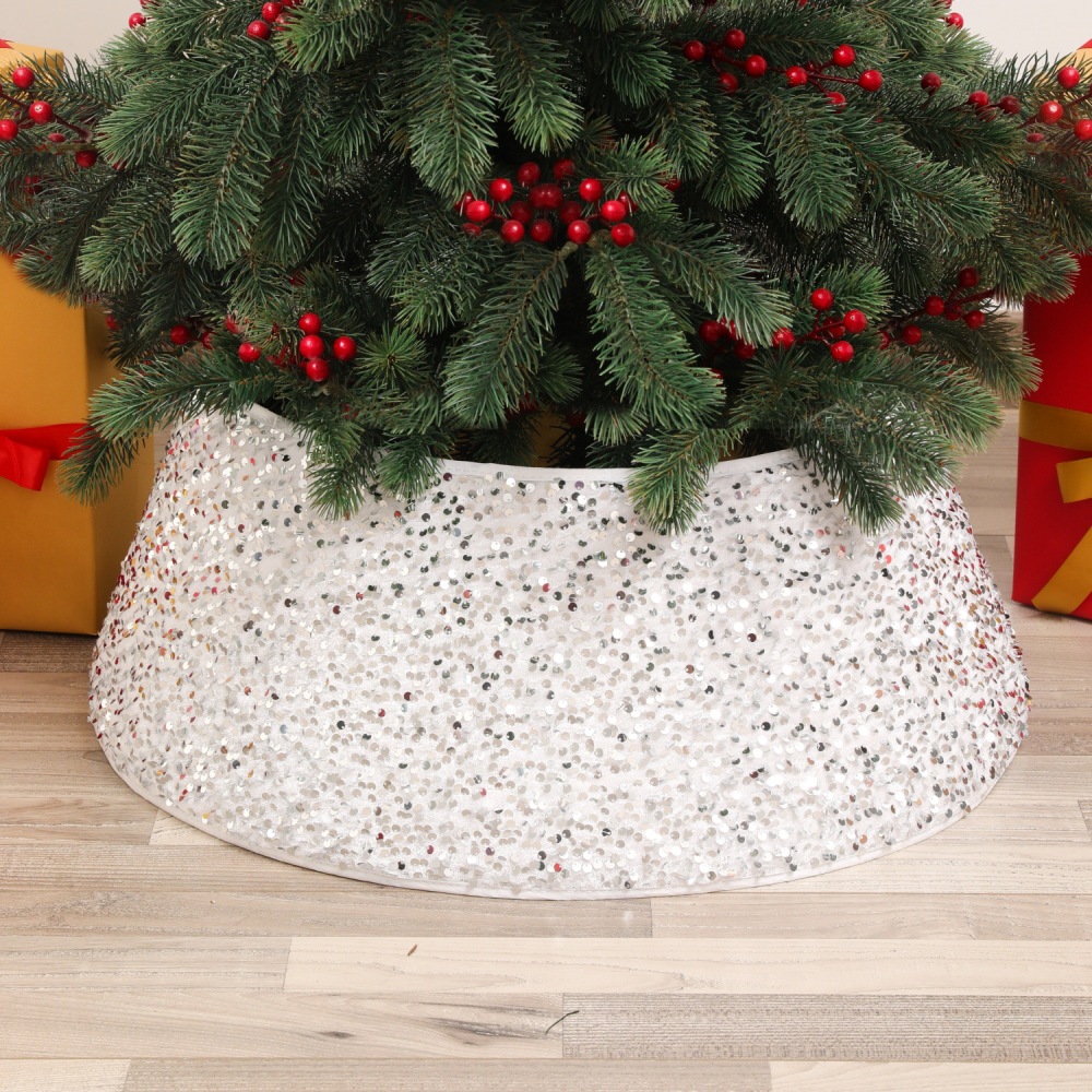 Christmas Tree Stand Base Sequins Christmas Tree Burgundy Shimmer Velvet Tree Stand Cover Sparkling Tree Skirt Christmas Decorations Maroon Xmas Tree Base