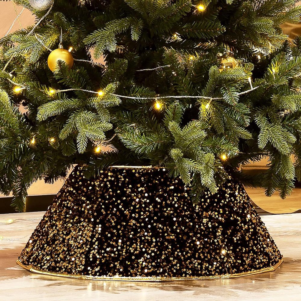 Christmas Tree Stand Base Sequins Christmas Tree Burgundy Shimmer Velvet Tree Stand Cover Sparkling Tree Skirt Christmas Decorations Maroon Xmas Tree Base