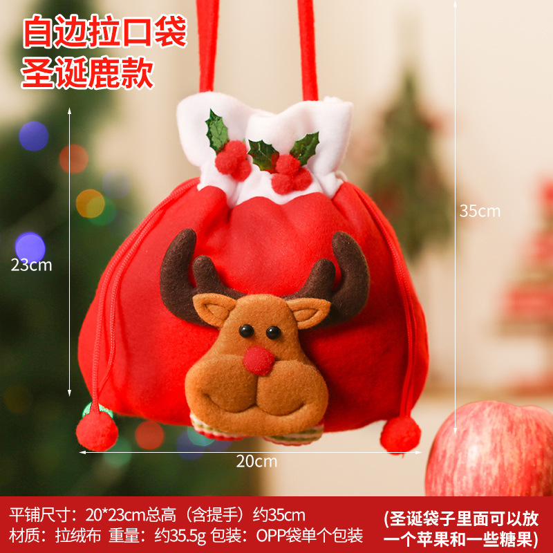 A Christmas Drawstring Doll Gift Bags with Snowman Reindeer Santa Bear Designs  Cute Xmas Cloth Giftbags