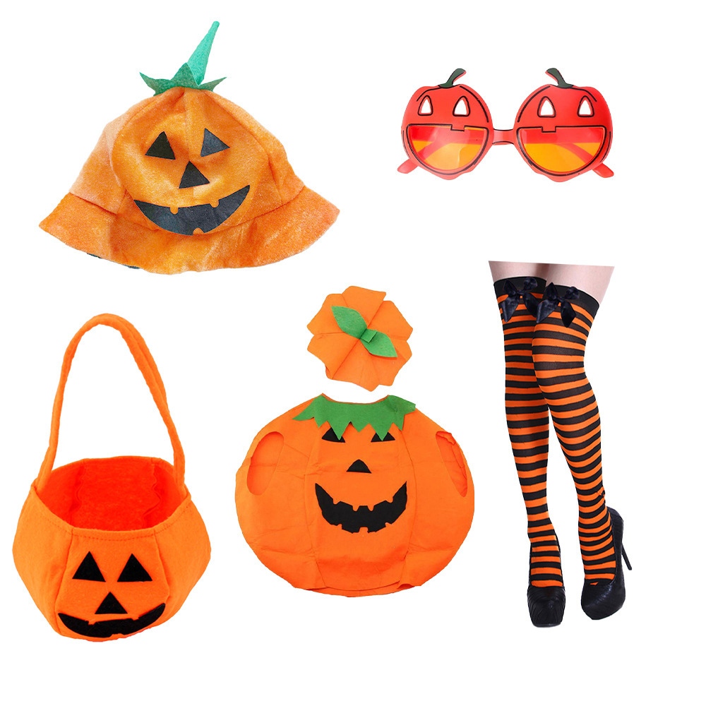 Pumpkin Costume for Women Halloween Pumpkin Poncho for Adults Halloween Costume for Women with Accessories